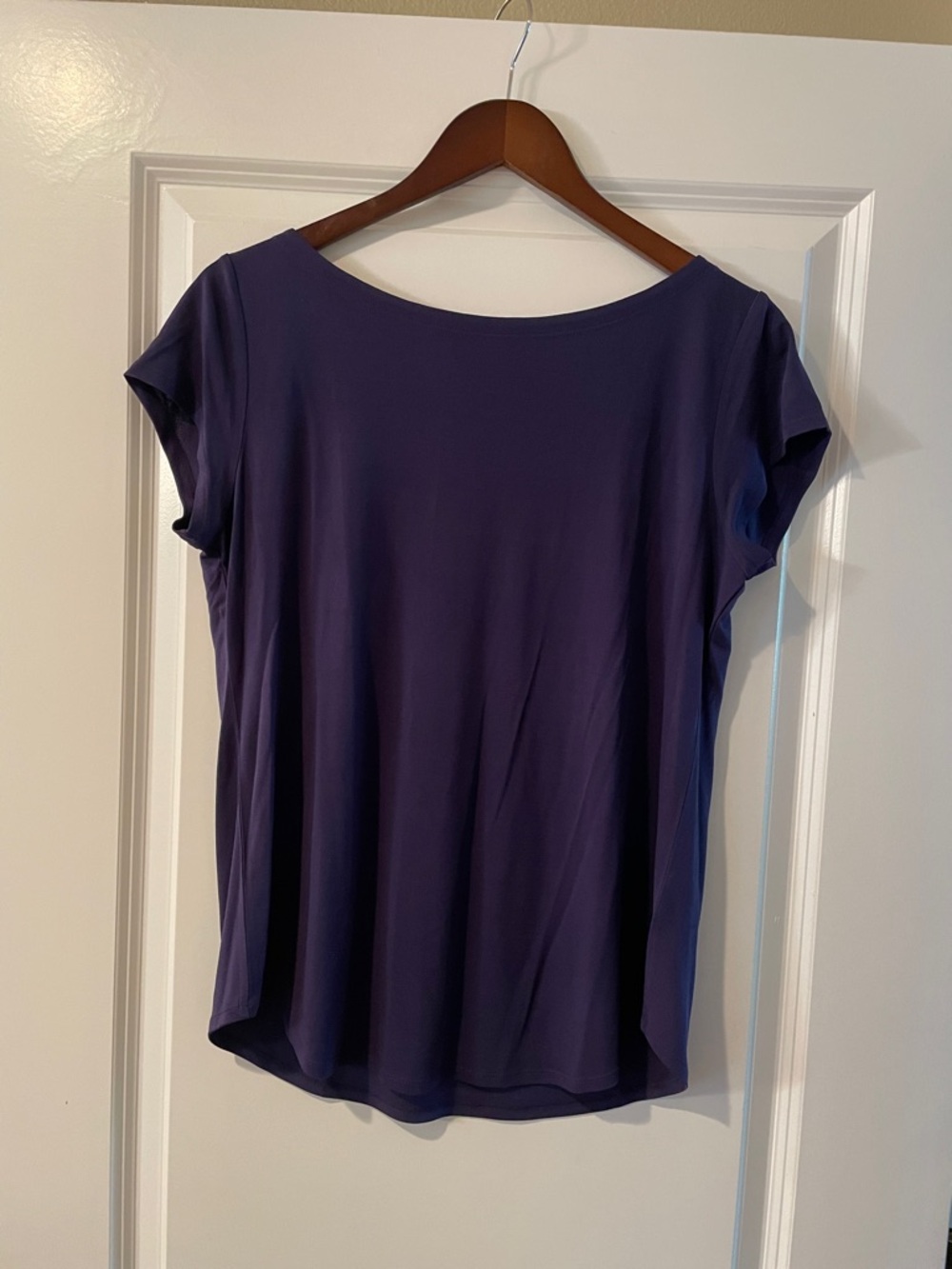 Women’s Short Sleeve Scoop Neck Top - Purple 100% silk